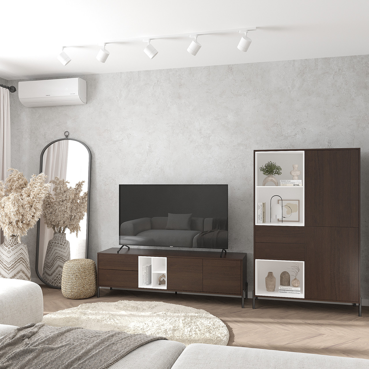 Комплект у вітальню Норді з 2-х позицій: Шафа-буфет/Тумба ТВ Венге Магія/Білий, фото 1