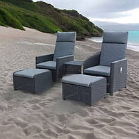 Комплект садових меблів для відкритої тераси квадратний стіл 2 крісла 2 табурети Набори садових меблів для відпочинку