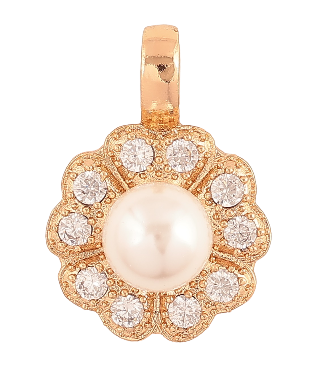 Кулон Xuping Позолота 18K "Квіточка з кристалами та перлиною» для ланцюжка до 6мм
