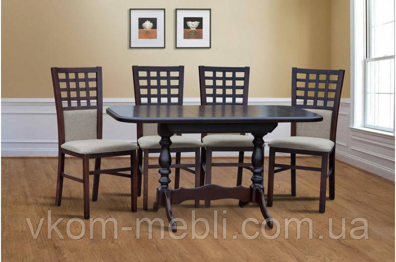 Стіл обідній розкладний дерев'яний Аврора (102(+33)х685х74) Венге, фото 1