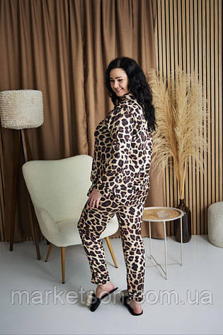 Жіноча піжама шовкова штани та сорочка 2XL,3XL,4XL, фото 1