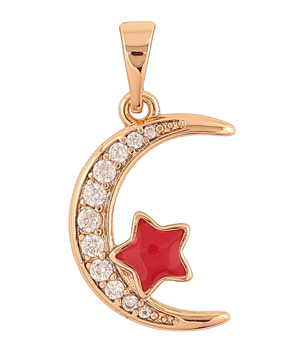 Кулон Xuping Позолота 18K "Півмісяць і зірка з червоною емаллю» для ланцюжка до 5мм