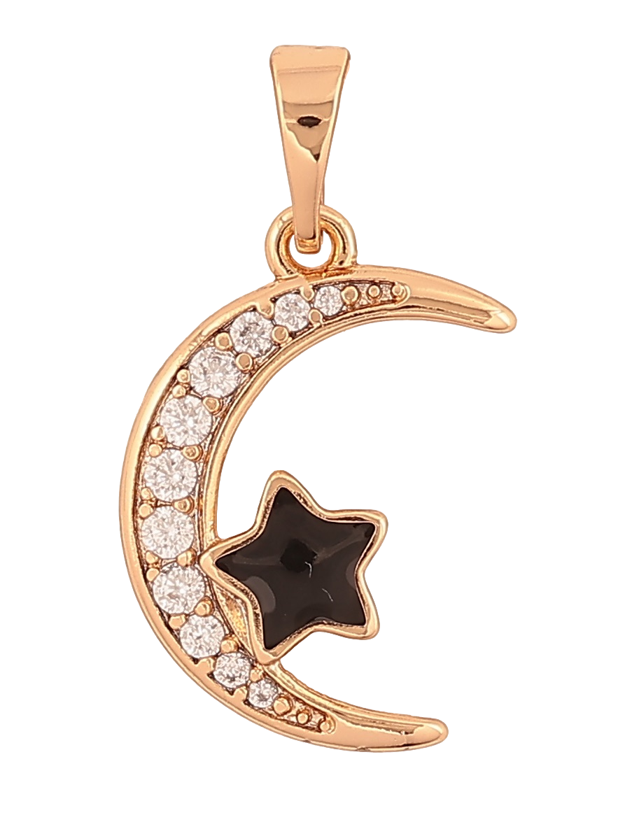 Кулон Xuping Позолота 18K "Півмісяць і зірка з чорною емаллю» для ланцюжка до 5мм
