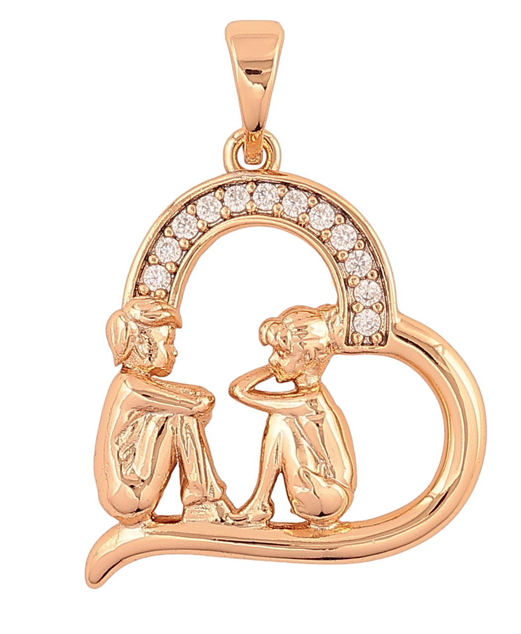 Кулон Xuping Позолота 18K «Сердечко з закоханими» для ланцюжка до 5мм