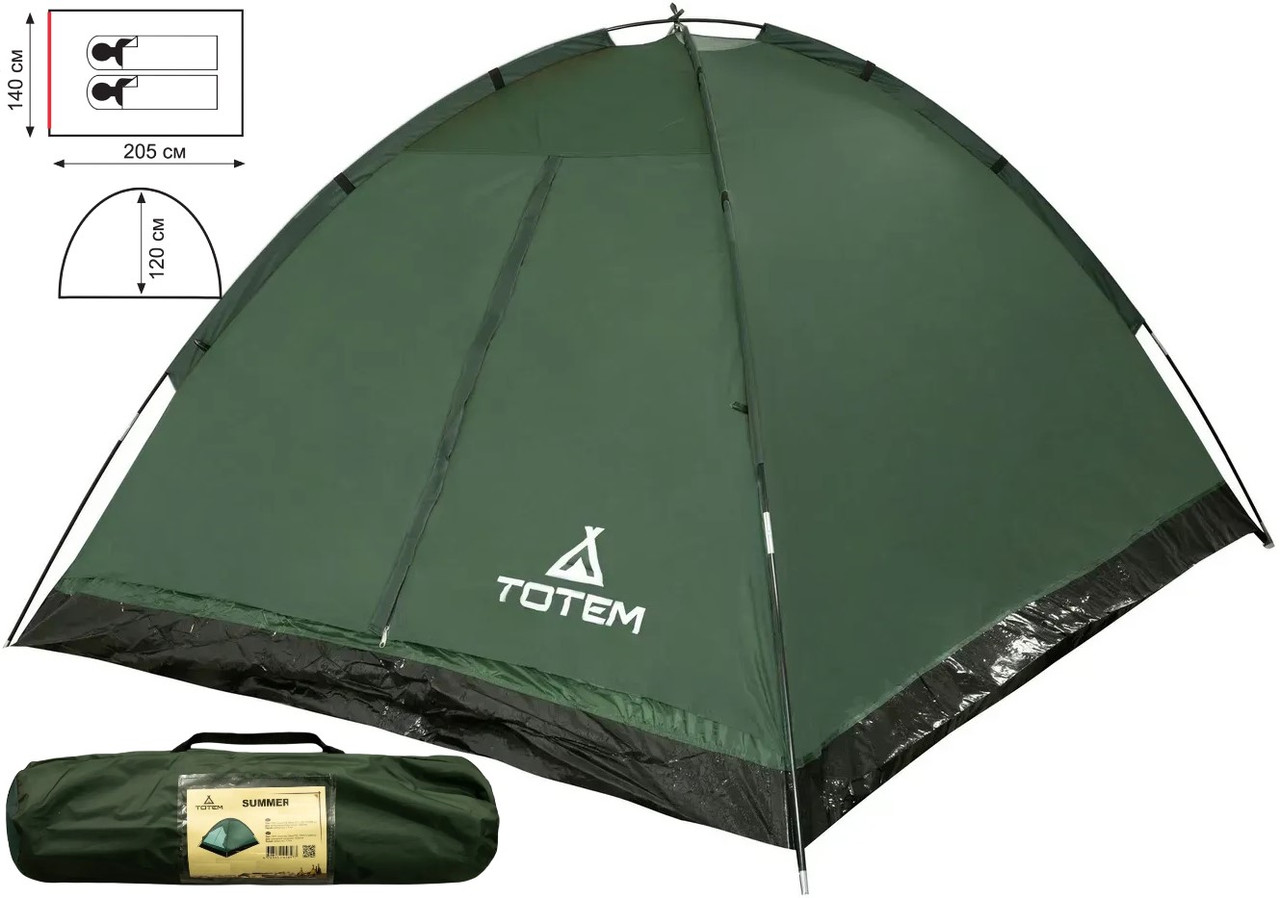 Totem Summer 2 v2 | Легкий одношаровий літній двомісний намет з одним входом без тамбуру для нетривалих походів
