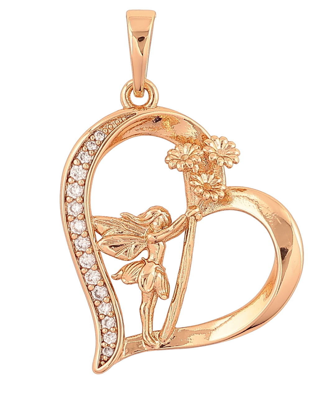 Кулон Xuping Позолота 18K «Сердечко з феєю» для ланцюжка до 6мм