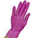Рукавички нітрилові XS, Nitrile Rose Lake колір Рожевий 100шт\уп. Mediok, фото 2