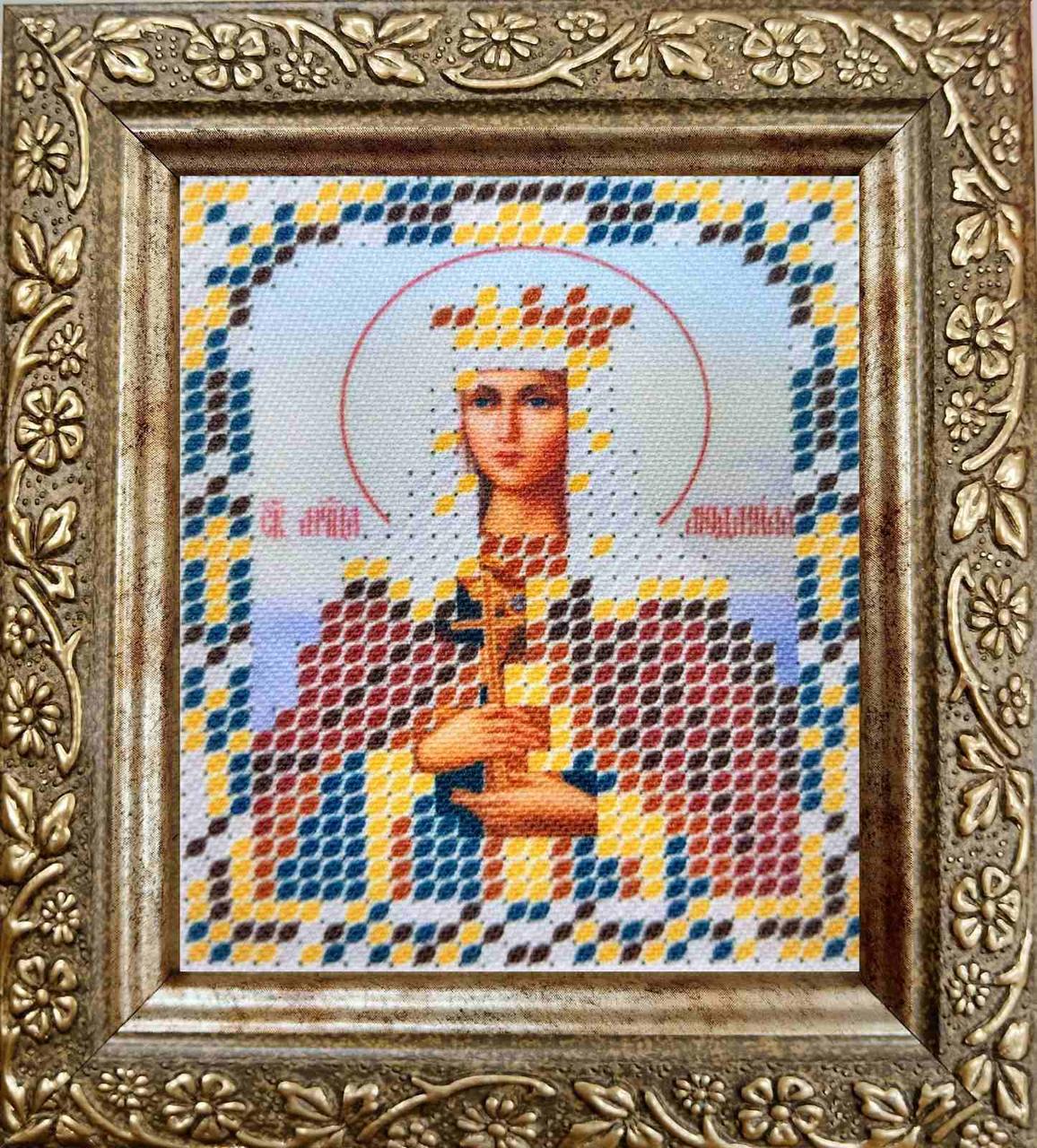 Набір для вишивання бісером ArtWork ікона Св. мч. Людмила НВТ 7021 6х7см з рамкою в комплекті, фото 1