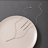 Комплект підвіска та сережки довгі

, колір срібло, фото 4