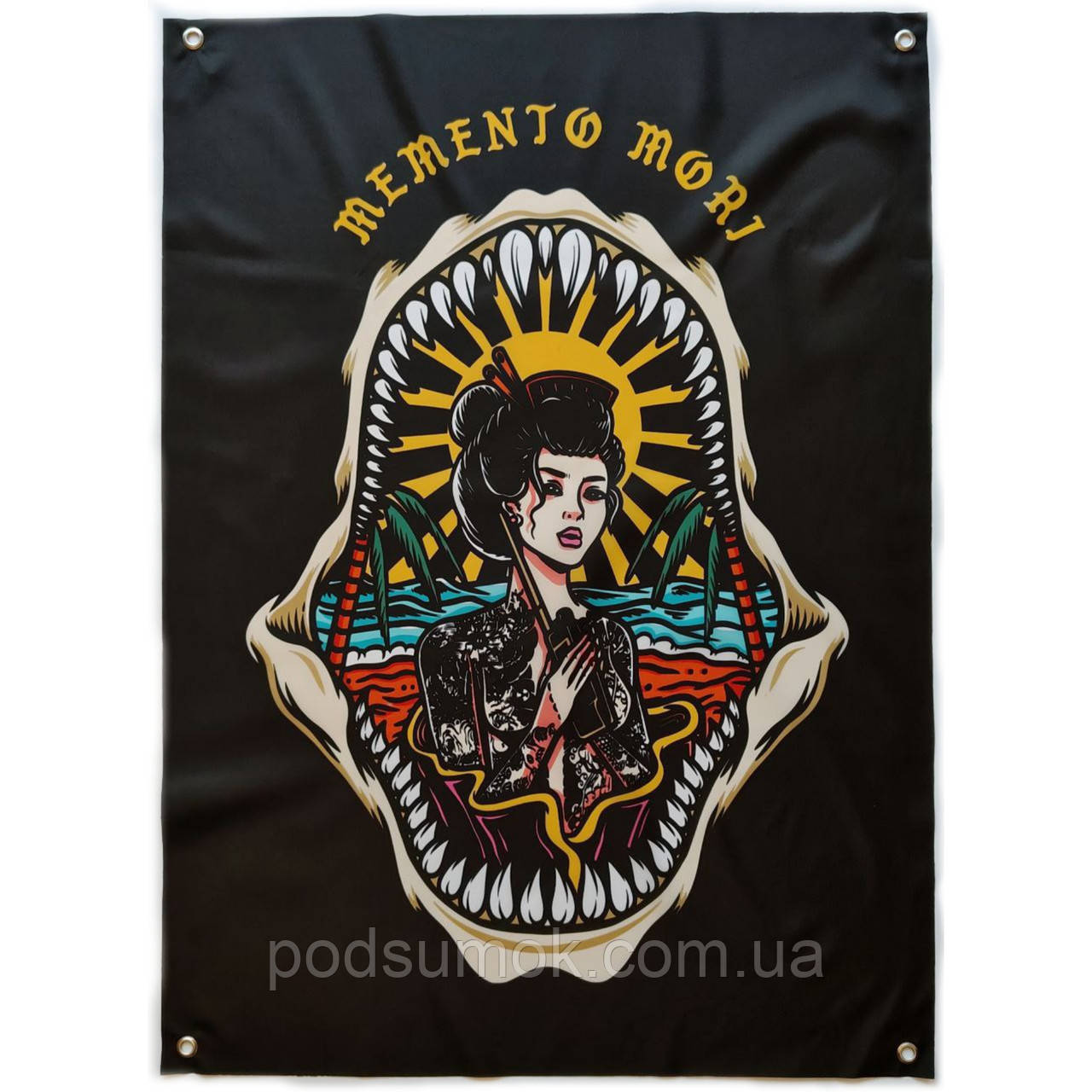 Банер прапор військовий MEMENTO MORI 70х100 см настінний односторонній з люверсами, фото 1