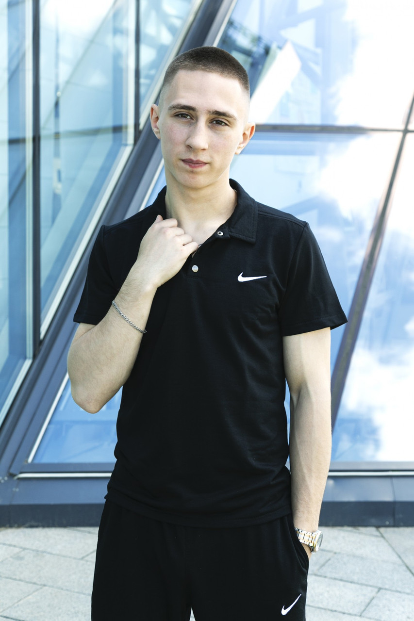 Чоловіча футболка Поло Nike чорна Теніска Найк бавовняна на літо, фото 1