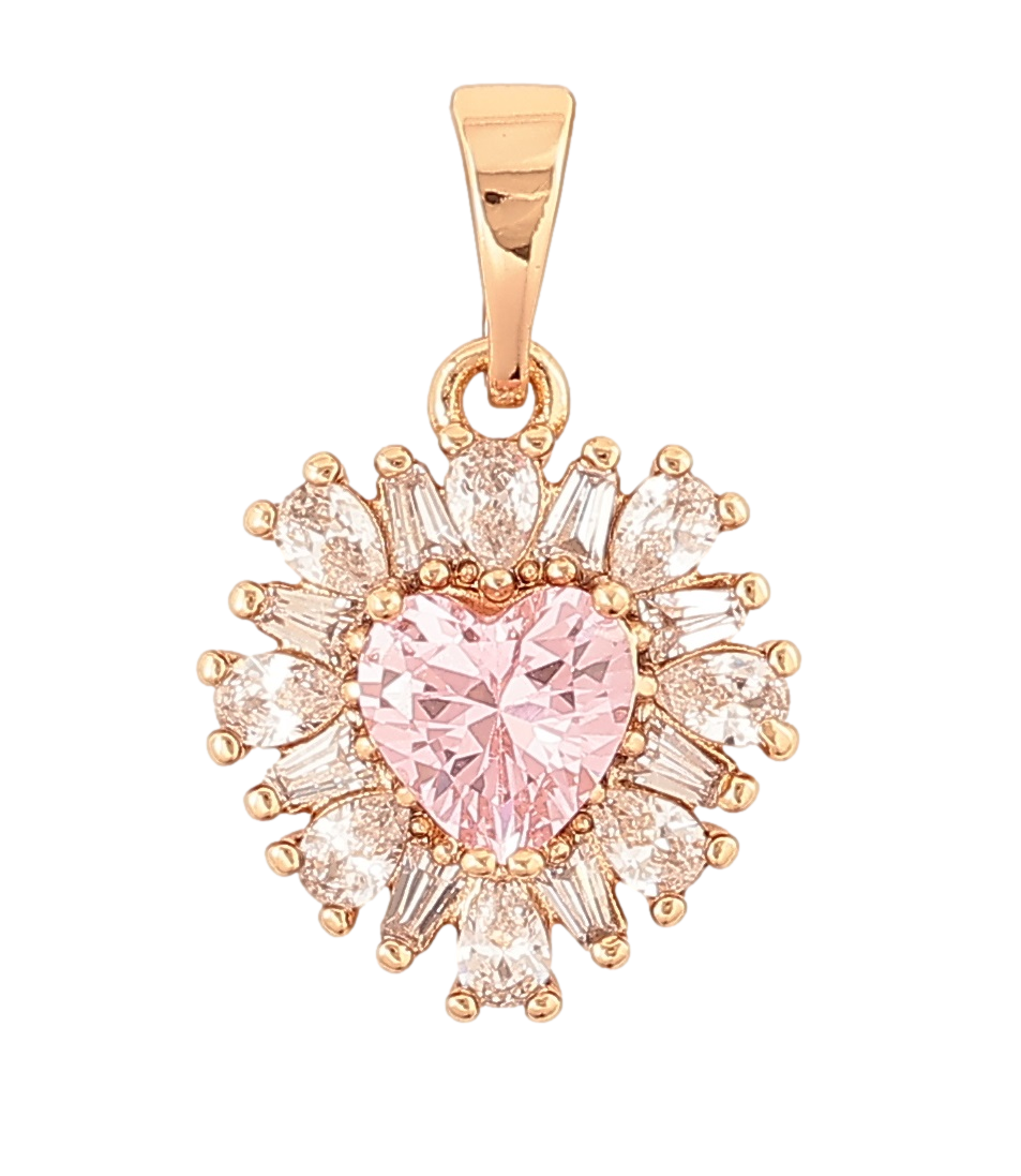 Кулон Xuping Позолота 18K «Кришталеве серце з рожевим кристалом» для ланцюжка до 5мм