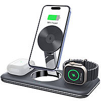 Бездротова зарядна док станція 3в1 LEXEGO MagSafe для айфона Apple iPhone Apple Watch AirPods зарядний пристрій у комплекті