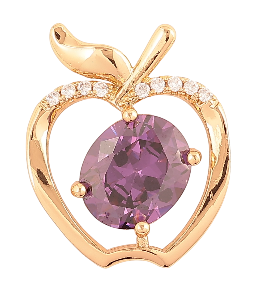 Кулон Xuping Позолота 18K «Яблуко з бузковим кристалом» для ланцюжка до 4мм
