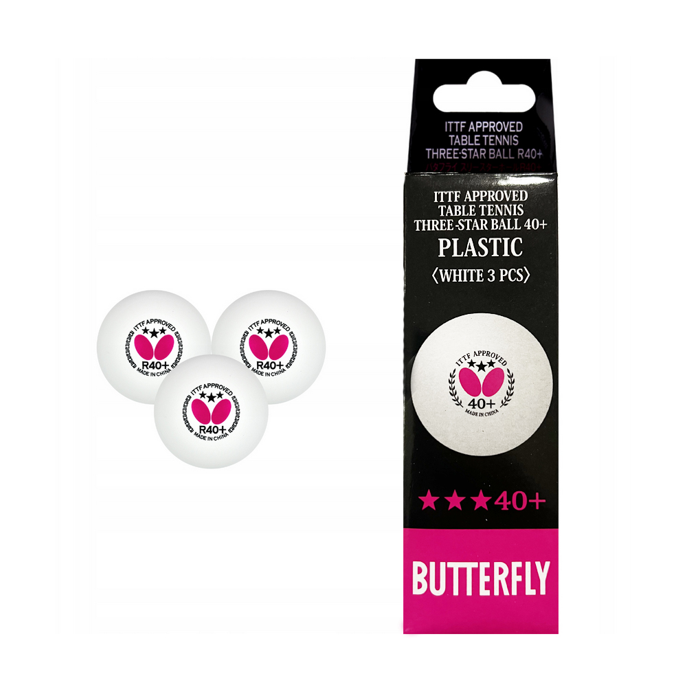 Тенісний м'яч Butterfly 40+ ITTF Approved 3 шт. уп.