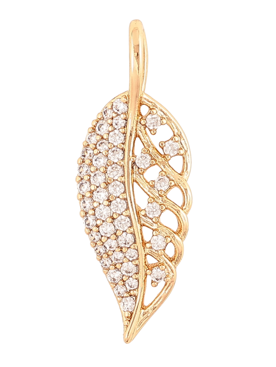 Кулон Xuping Позолота 18K «Листочок з інкрустацією кристалами» для ланцюжка до 4мм