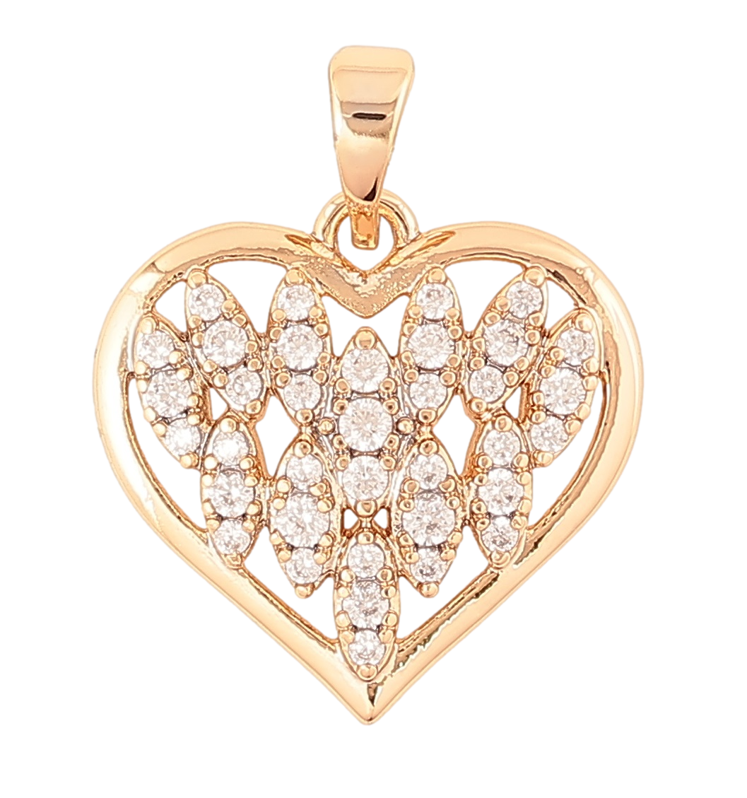 Кулон Xuping Позолота 18K «Серце з інкрустацією кристалами» для ланцюжка до 5мм