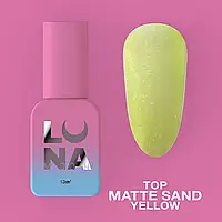 Матове топове покриття LunaMoon Top Matte Sand Yellow без липкого шару для гель-лаку, 13 мл