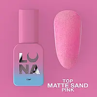 Матове топове покриття LunaMoon Top Matte Sand Pink без липкого шару для гель-лаку, 13 мл