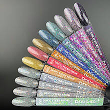 Палітра для демонстрації світловідбиваючих гель-лаків Disco fiere show Дизайнер (з кольоровими частинками)