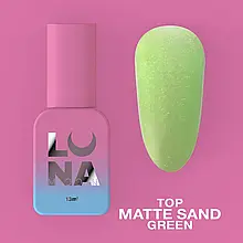 Матове топове покриття LunaMoon Top Matte Sand Green без липкого шару для гель-лаку, 13 мл