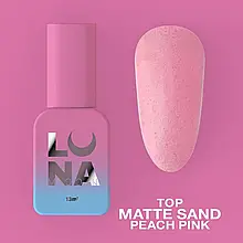 Матове топове покриття LunaMoon Top Matte Sand Peach Pink без липкого шару для гель-лаку, 13 мл