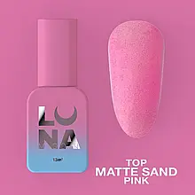 Матове топове покриття LunaMoon Top Matte Sand Pink без липкого шару для гель-лаку, 13 мл