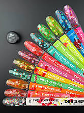 Палітра для демонстрації гелів-платинум Foil flower gel Дизайнер з конфетті-квіточками