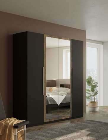 Шафа 4ДЗ Лілея нова дуб гранж колоніальний/антрацит (Світ Меблів), фото 1