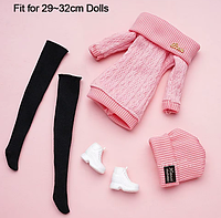 Одяг для ляльки (шапка, сукня-светр, гетри, взуття)