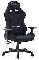 Крісло комп'ютерне тканинне чорне tilt VR Racer Textile Maximus з відкидною спинкою й подушками AMF