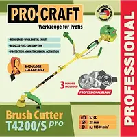 Бензиновый триммер для дома, для сада и дачи 4200 Вт Procraft T4200/S Pro, Мотокоса двухтактная, Бензо мото косы триммеры