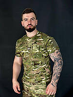 Футболка кул макс з велкро MTP R&M військова футболка з липучками під шеврони ЗСУ мультикам Камуфляж