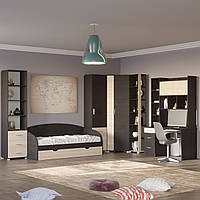 Спальня Дитяча Еверест Бриз Комплект 5 (модульна - 6 елементів) венге + дуб молочний. Доставка кур'єром Міст Експрес на Вашу адрес