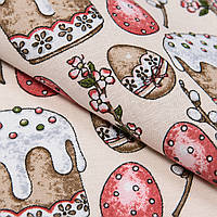 Скатертная рогожка ткань для скатертей пасхальная 100% хлопок