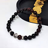 Браслет із каменю лісовий гранат з хрестиком, розмір 8мм, фото 4