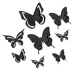 Набір РІЗНОРОЗМІРНИХ метеликів 008 - чорні (8 шт)