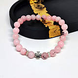 Браслет із каменю рожевий опал з хрестиком, розмір бусин 8мм, фото 2