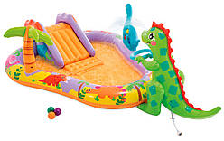 Надувний ігровий центр Динопарк з фонтаном та гіркою Intex 56139