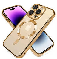 Золотий прозорий чохол на iPhone 16 Pro з MagSafe-захист камери