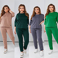 Жіночий весняний спортивний костюм 48-50,52-54,56-58,60-62 капучино графіт трава шоколад смарагд