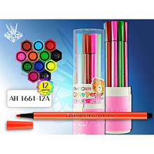 Фломастери AIHAO-1661-12A кольорові в пластиковій колбі