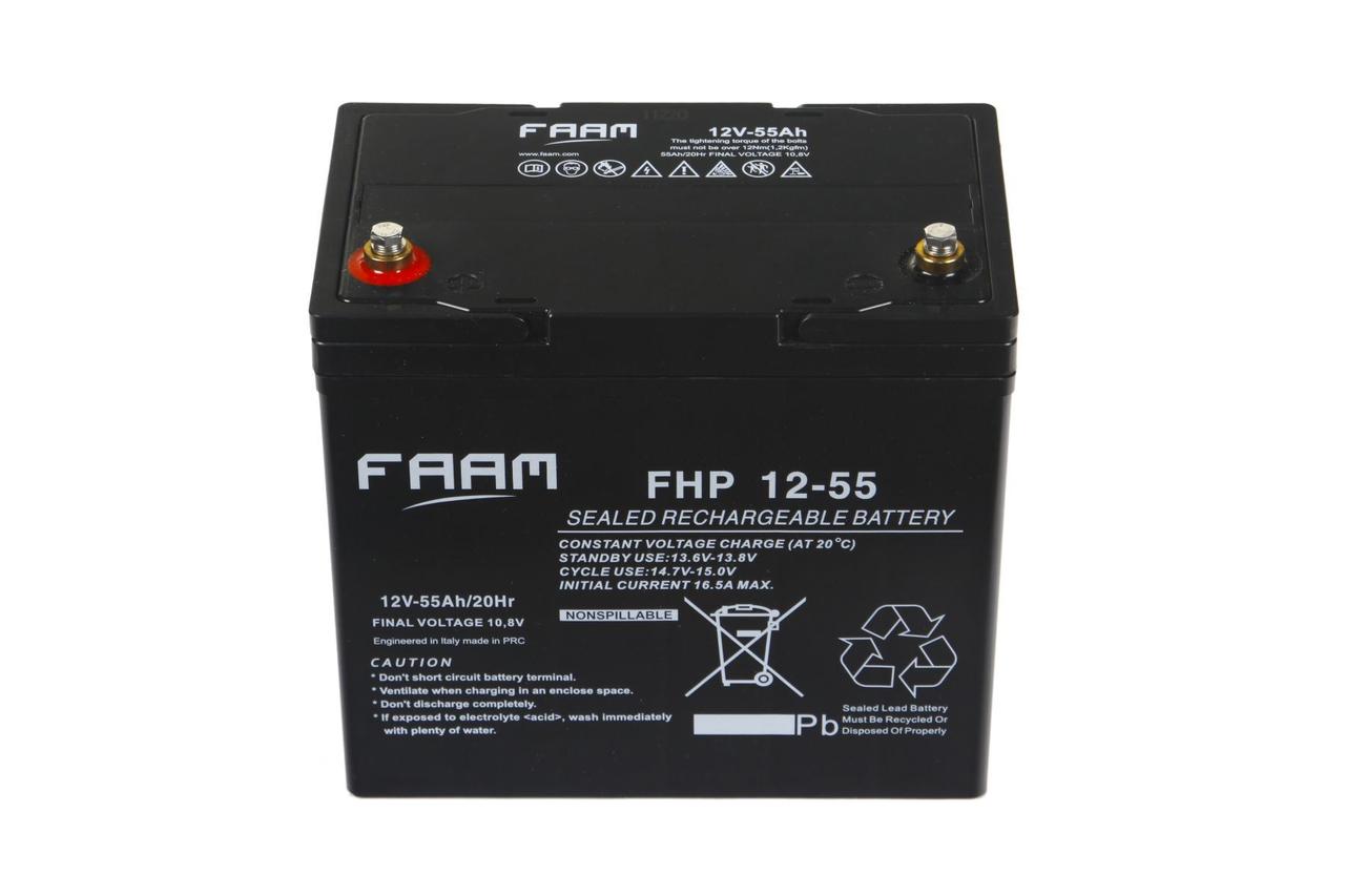АКУМУЛЯТОРНА БАТАРЕЯ FAAM СЕРІЇ FHP 12-55 Напруга, В: 12, Ємність, А·год: 55