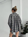 Жіноча вільна сорочка з фланелі сіра карта, фото 6