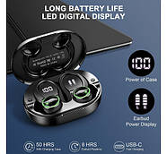 Бездротові навушники Bluetooth Kuizil C16 чорні для спорту, фото 3