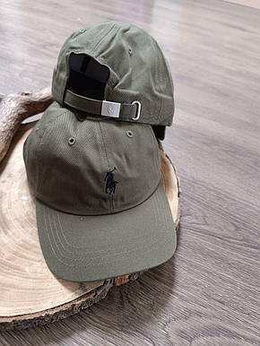 Кепка Бейсболка Чоловіча Жіноча Polo Ralph Lauren з тканинним ремінцем хакі, фото 1