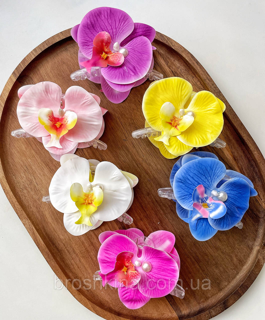 Краби для волосся пластикові оптом 11*7*2.5 см 12 шт/уп  КВІТКА ОРХІДЕЯ, фото 1