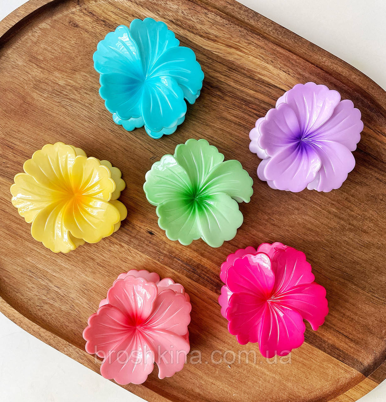 Краби для волосся пластикові оптом 8*8 см 12 шт/уп  КВІТКА, фото 1