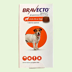Bravecto Бравекто 250 мг таблетка на 3 місяці від бліх і кліщів для собак 4,5-10 кг