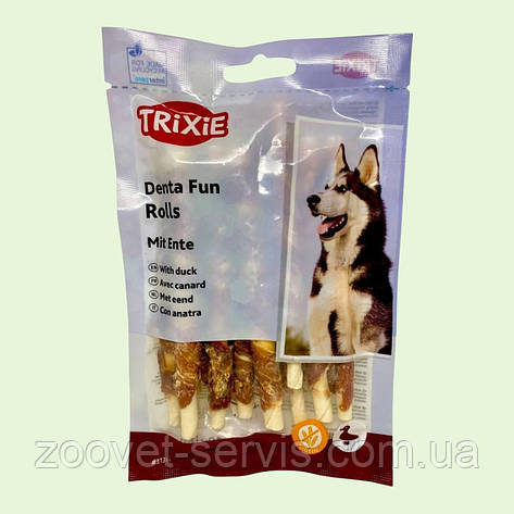 Ласощі для собак Trixie DENTAfun Паличка для чищення зубів з качкою 10 шт 80 г 31371, фото 1